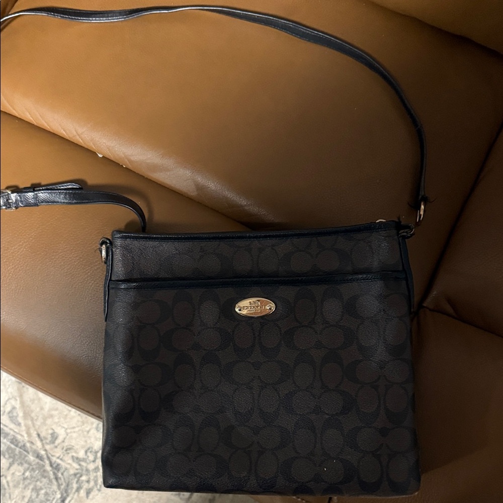 Coach Dark Brown Signature Crossbody Bag